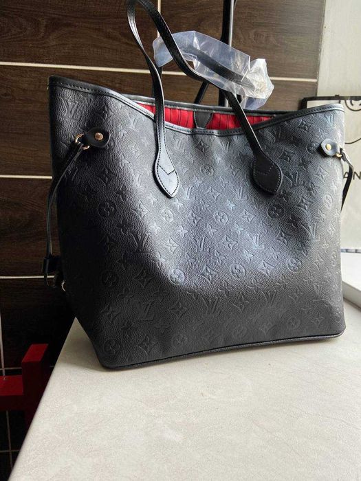 Сумка луи витон женская черная монограм большая , велика сумка шопер