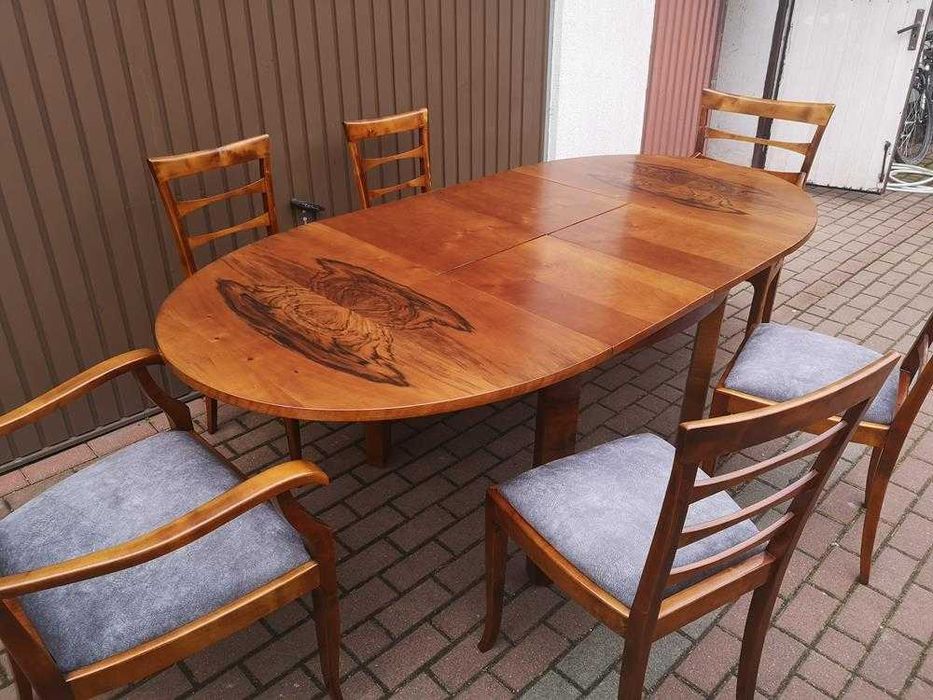Stół Art-Deco Owalny Orzech Antyk Stary Rozkładany Po Renowacji.