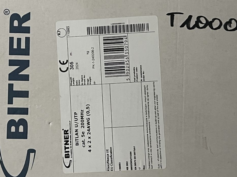 Kabel sieciowy BITNER BiTLAN U/UTP cat. 5e 305m