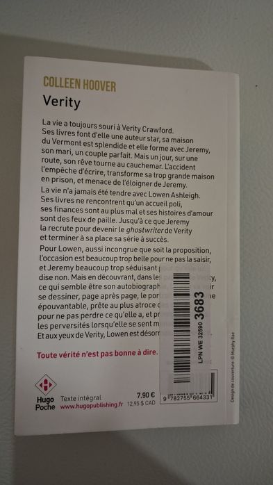 Livro em FRANCÊS: Verity - Colleen Hoover