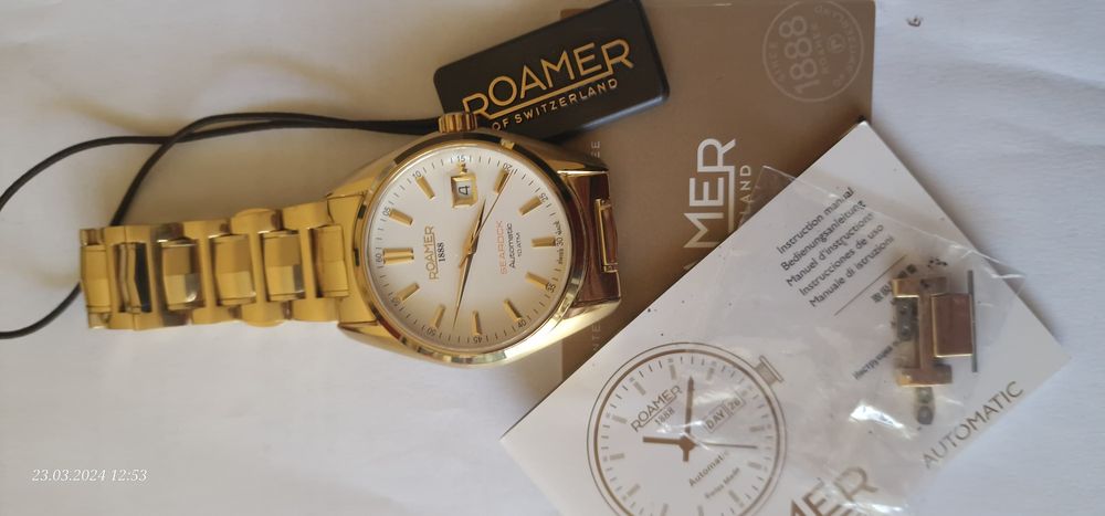 Roamer automat pozłacany z bransoletą