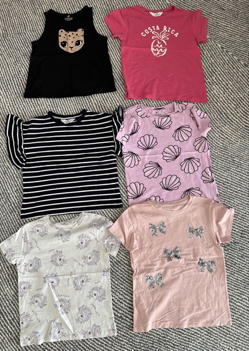 Koszulki z krótkim rękawem HM (x 13) i inne zestaw 19 szt. rozmiar 134