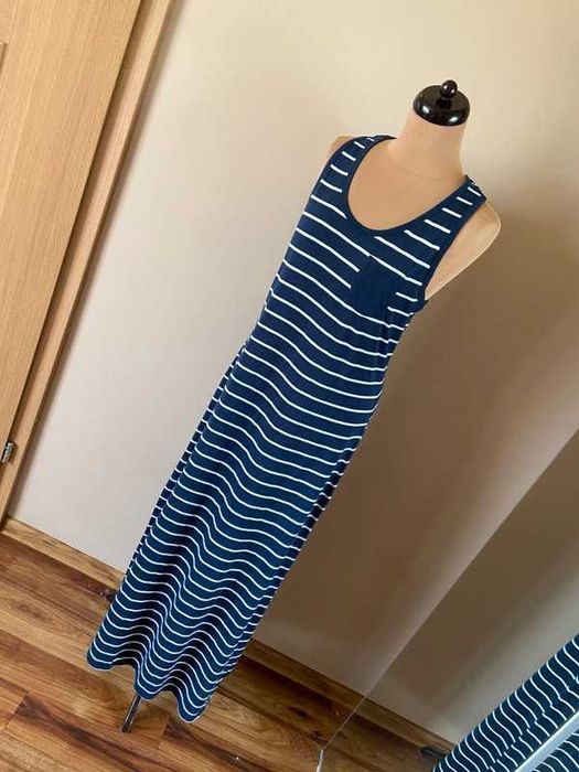 Dluga maxi sukienka long paski marynarska m l 38 40