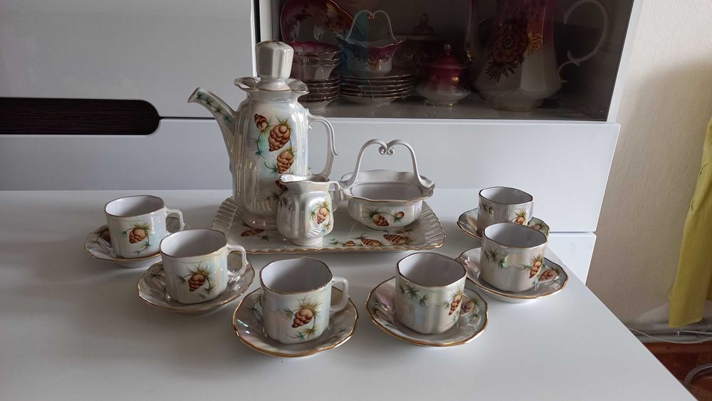 КФЗ сервіз кавовий ШИШКА Коростенський фарфор 16 пр. 6 персон позолота