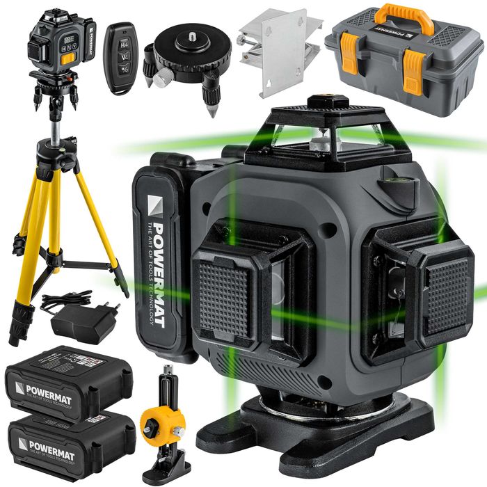 poziomica laserowa laser krzyżowy zielony samopoziomująca  PM-PLK-4DM3