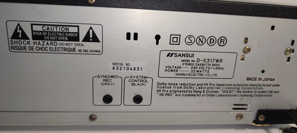 Leitor de cassetes - Sansui D-X317WR