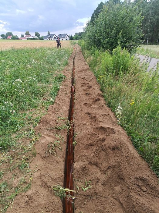 Przecieki kretem Instalacje gazowe.Koparka łancuchowa