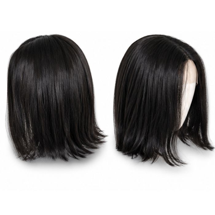 Peruka damska czarna BOB Lace Front 43 cm prosta przedziałek