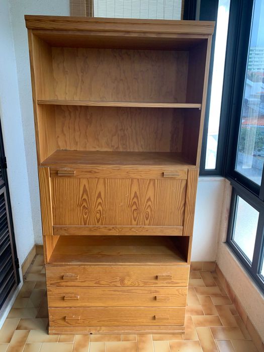 ARMÁRIO ESCRIVANINHA DE PINHO COM 3 GAVETÕES