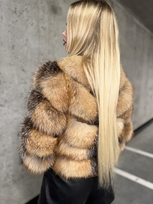 Futro ombre lis rudy pospolity srebrny m 38 nowe brąz krótkie 2 w 1