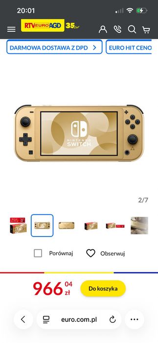 Nintendo switch zlote