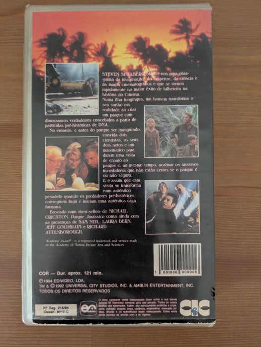VHS " Parque Jurássico  " 1993 (Opt. Estado)