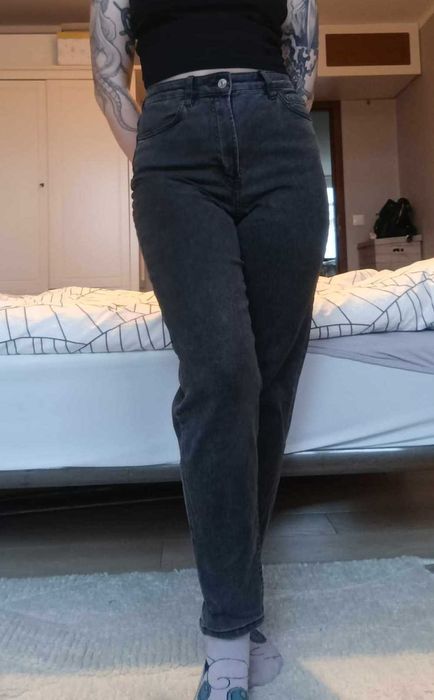 Szare mom jeans H&M
