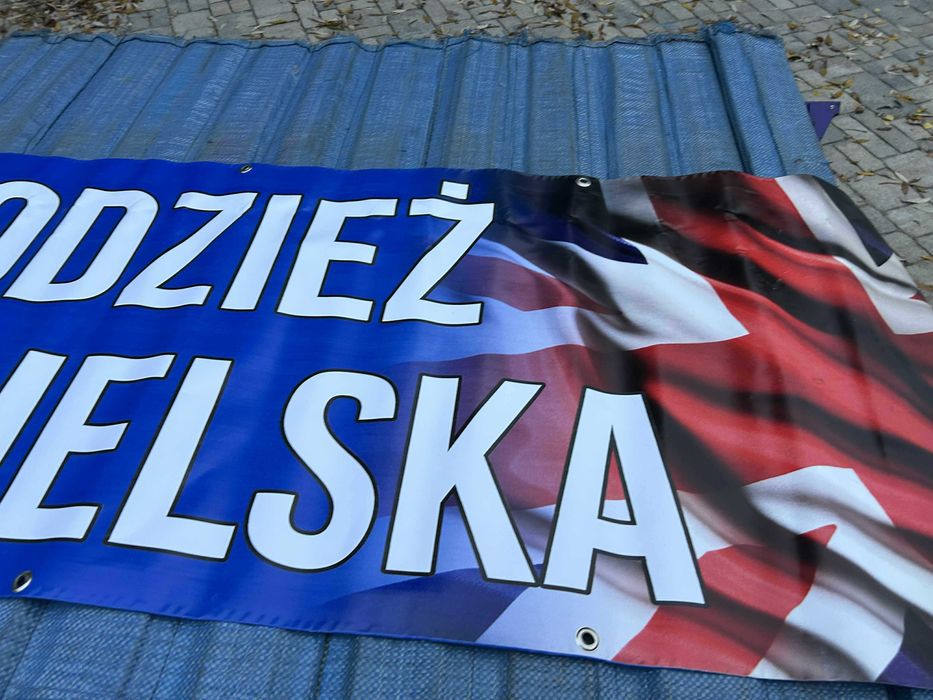 Baner ODZIEŻ ANGIELSKA 200x64 cm – reklama stoiska / targu / sklepu
