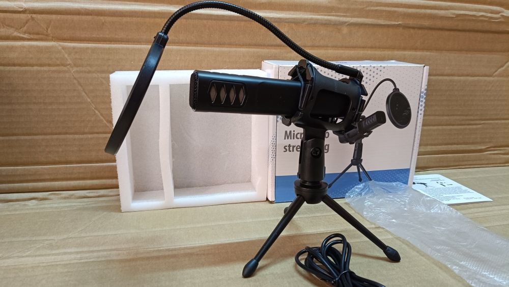 NK Mikrofon kondensacyjny USB - Micro ze statywem filtrem antypopowym