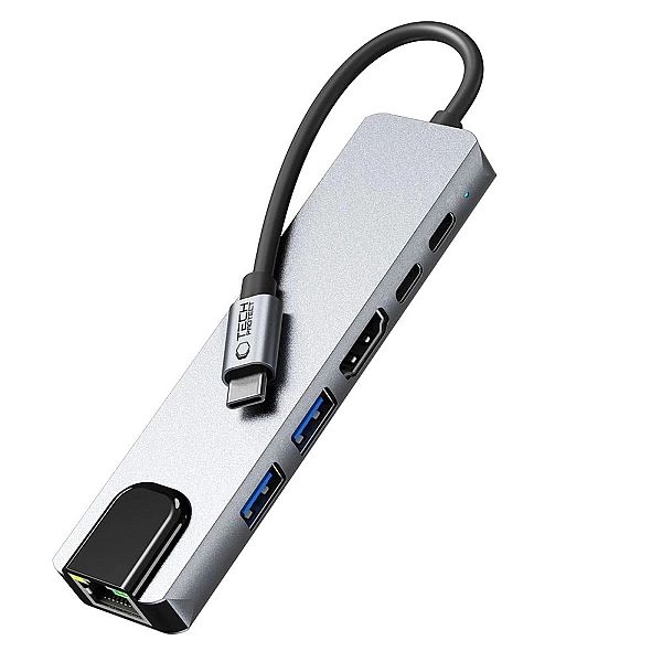 Adapter Tech-Protect HB02 HUB Adapter 6w1 USB-C + USB2.0 + USB3.0 + HD