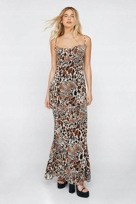 Naty Gal 38 M Sukienka Szyfonowa Maxi Leopard Print J29392