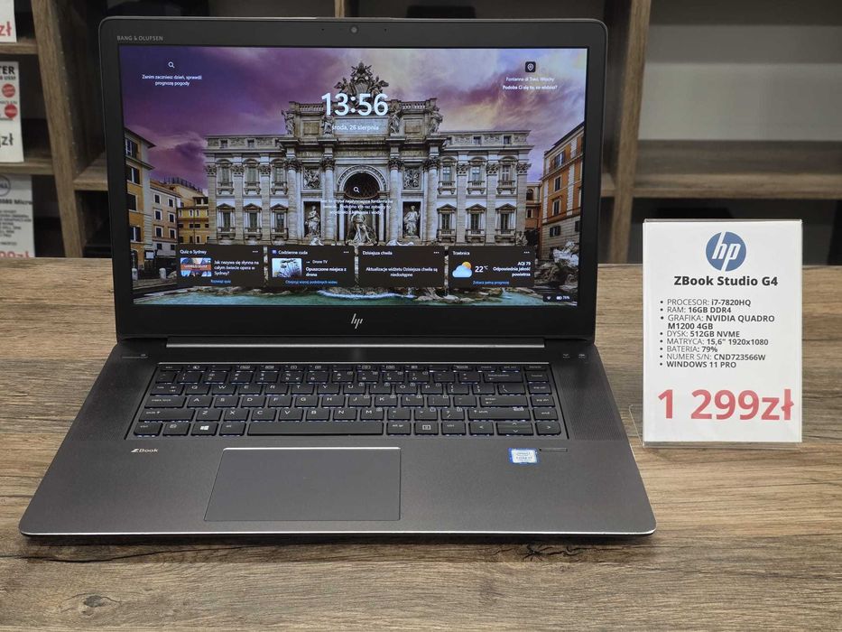 Laptop HP ZBook Studio G4 i7-7820HQ/16GB/QUADRO M1200/1024GB/WIN11 stan db gwarancja