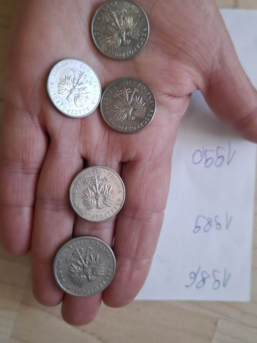 Zestaw 5 x moneta PRL 20 zł, lata 1986. 1989,1990