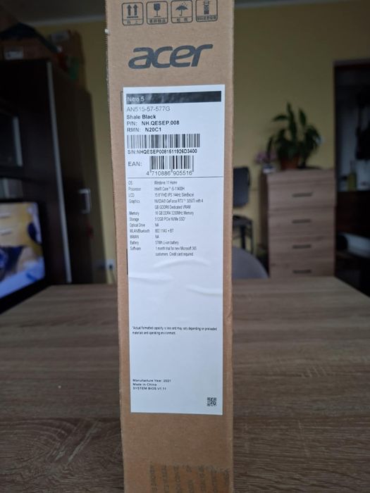 Laptop ACER Nitro 5 15,6 " INTEL CORE I5 16 GB / 512 GB