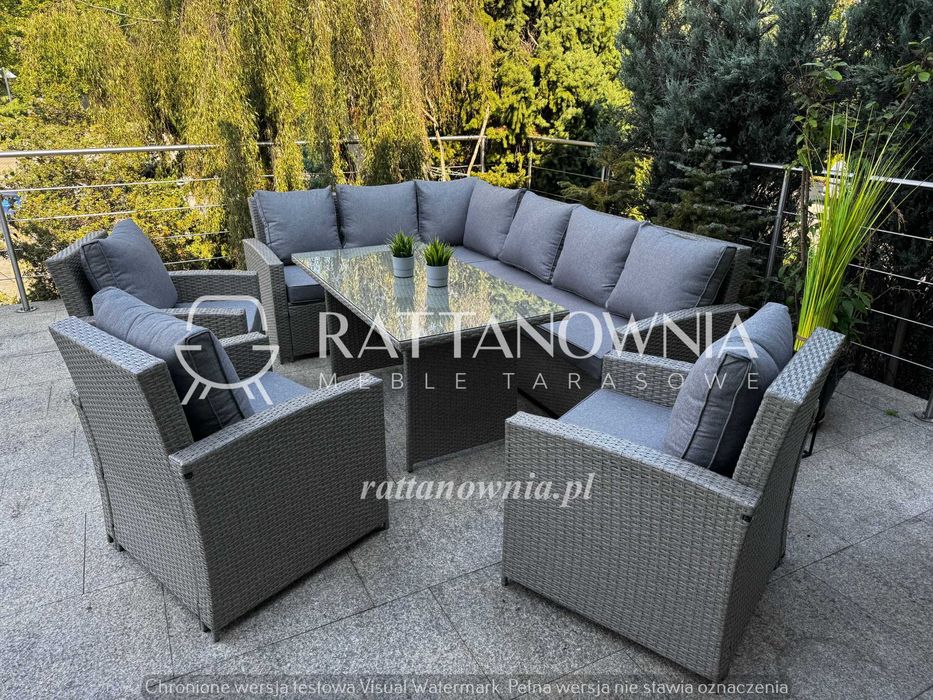 Narożnik Ogrodowy Zestaw Mebli Ogrodowych Tarasowych 3 Fotele Premium
