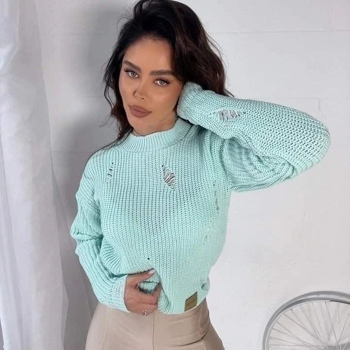 Sweter LaManuel RIPPED pomarańczowy limited edition miętowy bezowy