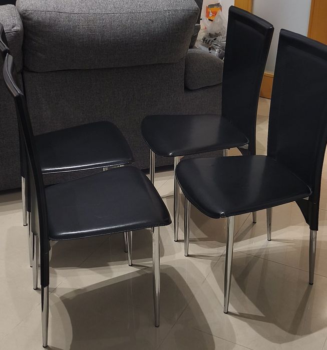 Cadeiras de mesa de jantar pele sintética
