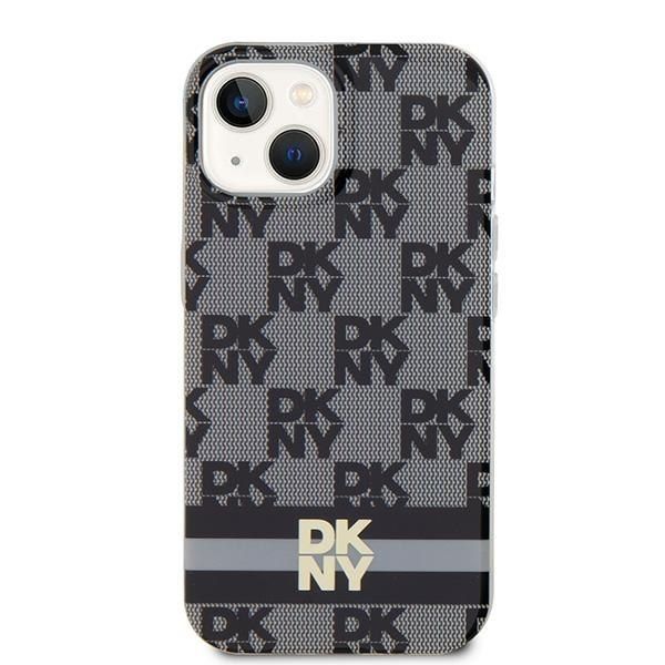 DKNY DKHMP14SHCPTSK iPhone 14 / 15 / 136.1" czarny/black hardcase IML Checkered Mono Pattern & Printed Stripes MagSafe