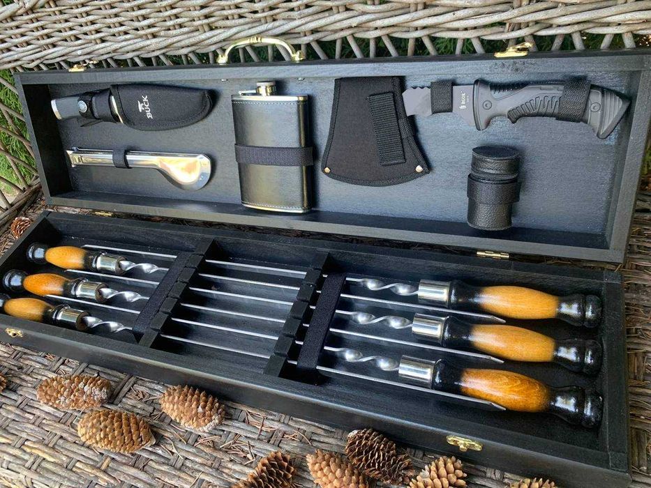 Набор шампуров в кейсе/футляре на подарок побратиму, другу, мужчине