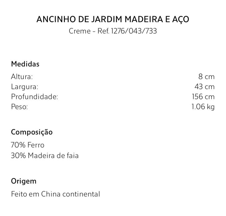 ANCINHO DE JARDIM MADEIRA E AÇO Zara Home NOVO