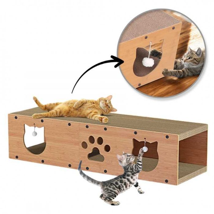 Drapak dla kota kartonowy domek budka tekturowy legowisko z piłką