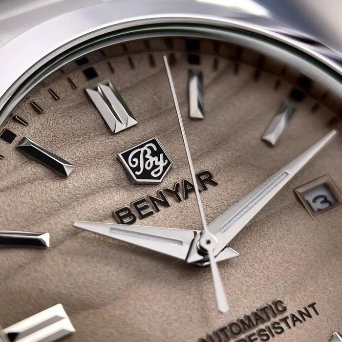 Годинник Benyar у стилі Wave Dial Yellow: Механічний з автопідзаводом, Сталевий
