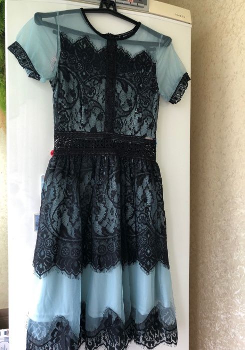 Платье черное,бирюзовое,мятное,ажурное, чорна сукня з бірюзовим
