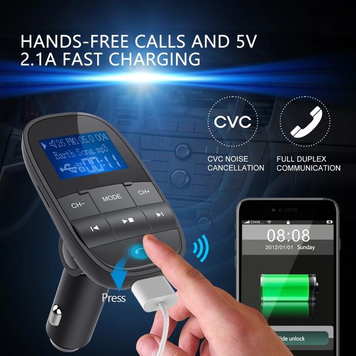 ФМ модулятор-трансмиттер для авто T-11 Bluetooth.