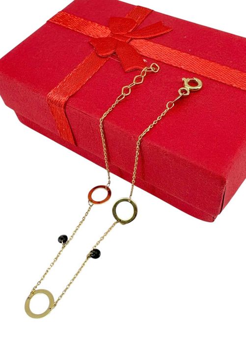 Delikatna złota bransoletka celebrytka kółka 0,86G 585 DŁ.19CM