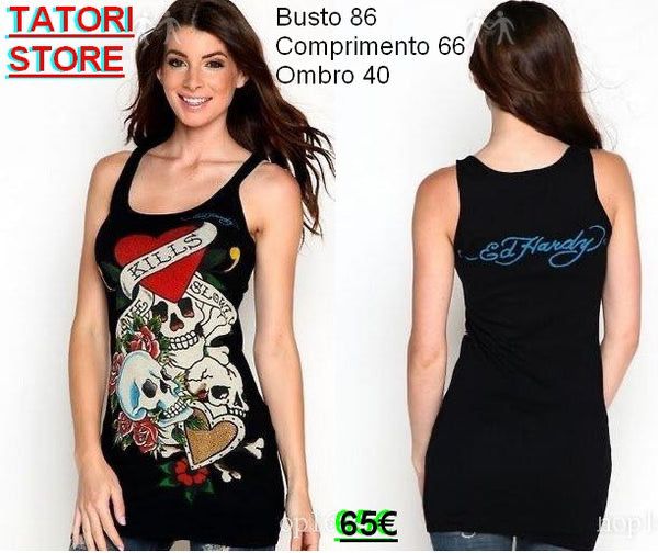 Ed hardy love kills slowly rhinestone tank top