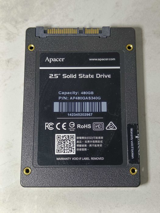 ЯК НОВИЙ SSD ССД диск APACER 480GB AS340G - практично без пробігу!