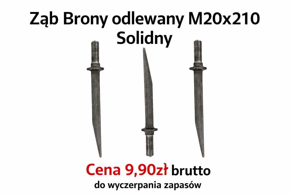 BRONA Ząb prosty do brony polowej AGTECH/GRANIT M20 20x210 mm Nowy