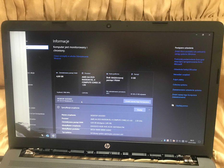 Laptop HP 250 G7 amd a4-9125 15,6'' DZIAŁA