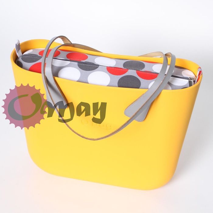 Szary organizer do OBAG STANDARD grochy czerwone 2 kieszenie OMAY