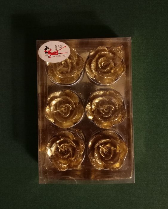 Штучні троянди (3шт), набір свічок у вигляді троянд