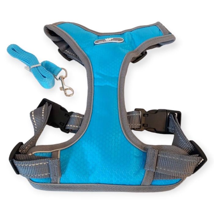 Regulowane szelki ze smyczą odblaskowe niebieski l