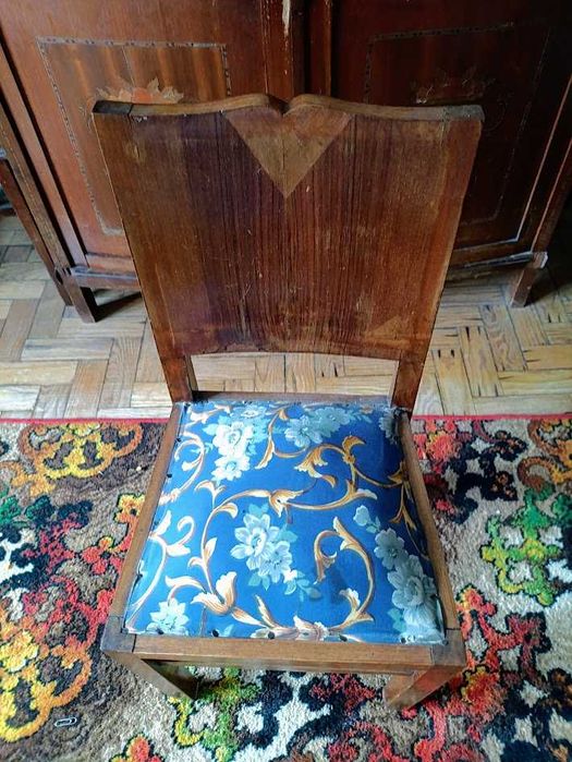 Cadeira madeira 1930 art déco com assento estofado para restauro