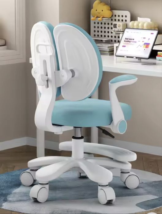 Ergonomiczne regulowane krzesło do biurka dla dzieci błękitny
