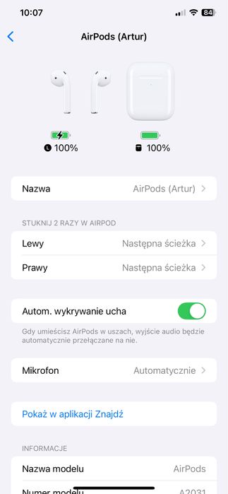 Sluchawka Airpods lewa + etui
