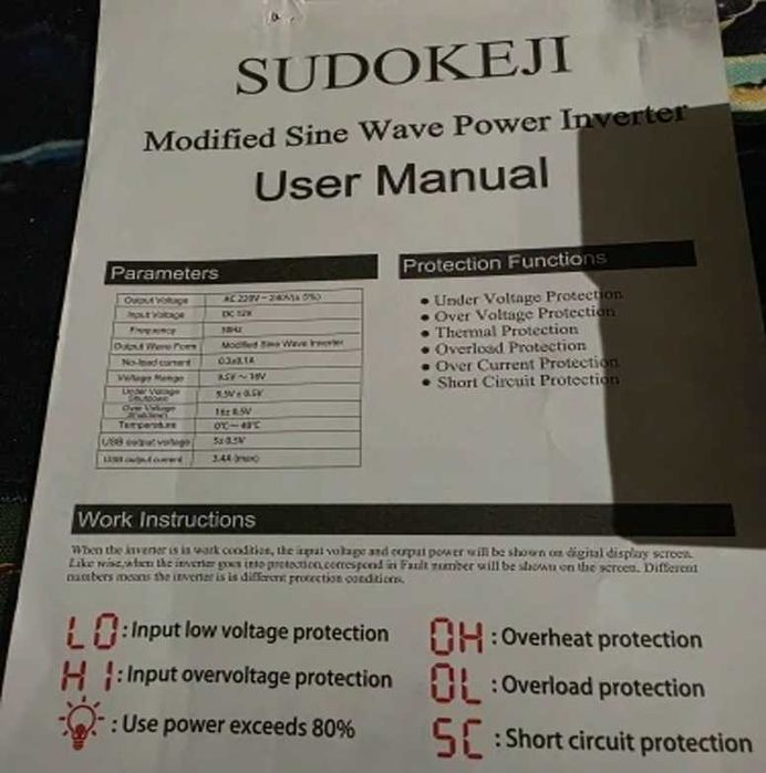 Автомобильный инвертор преобразователь напряжения 12В в 220В 2000 Вт