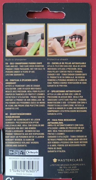 Nóż do obierania. Samoostrzący się, ze stali nierdzewnej MasterClass
