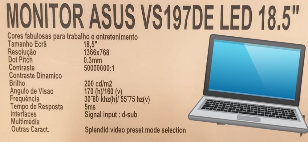 Monitor Preto da Asus 18.5"