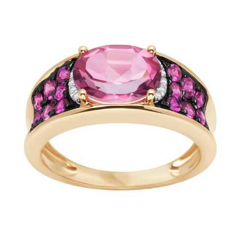 Pierścionek złoty z diamentami, topazami i rubinami  PZ18526 VERONA