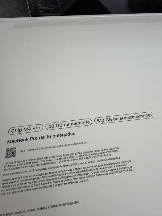 Macbook PRO 16 M4 48GB/512Gb Preto Sideral Novo (Aceito retomas)